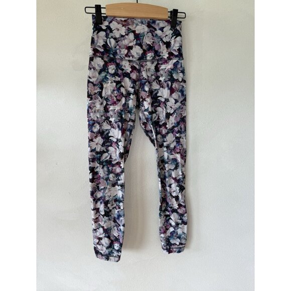 Lululemon Womens 4 Floral High Waisted Comfortable Pants Workout Leggings - Picture 1 of 6